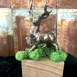 Stoneware Metallic Copper Deer Figure Mixed Media